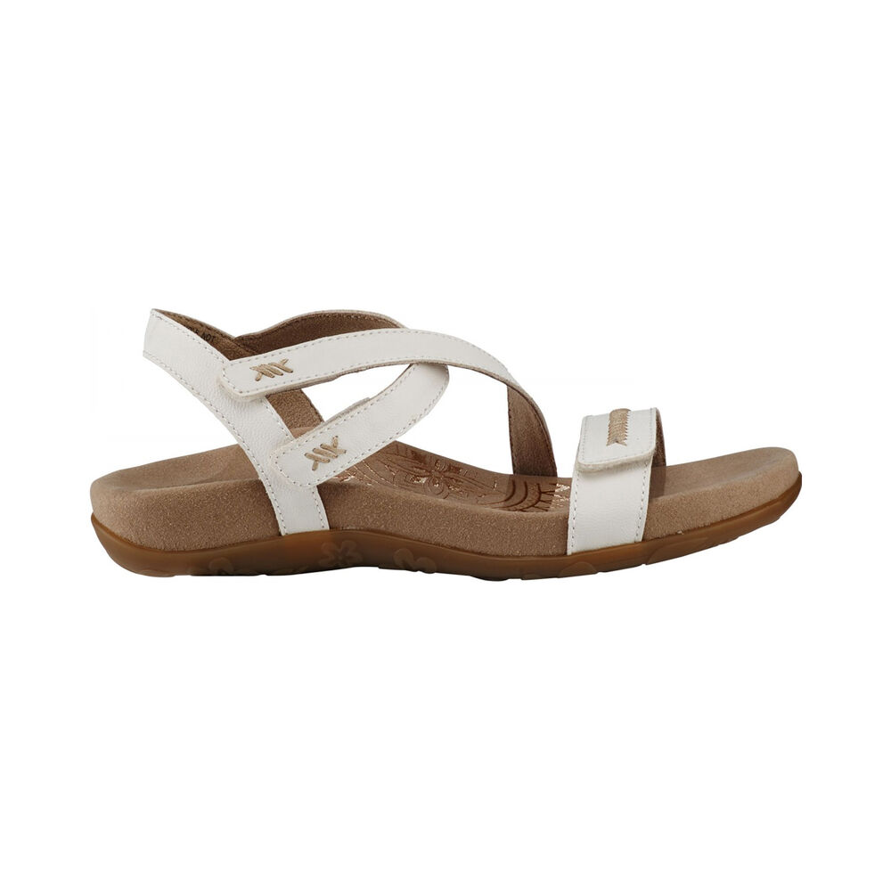 Aetrex Women's Gabby Adjustable Quarter Strap Sandals - White | USA 0B7XVND